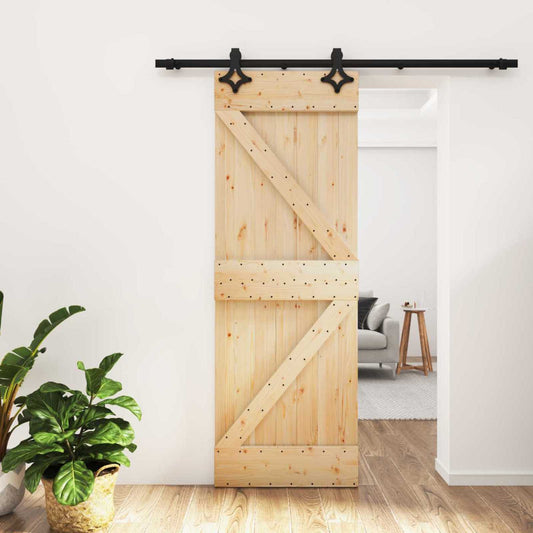 Schuifdeur Naturel en Zwart 70 x 210 cm Massief Grenenhout is nu te koop bij PeponiXL, paradijselijk wonen!