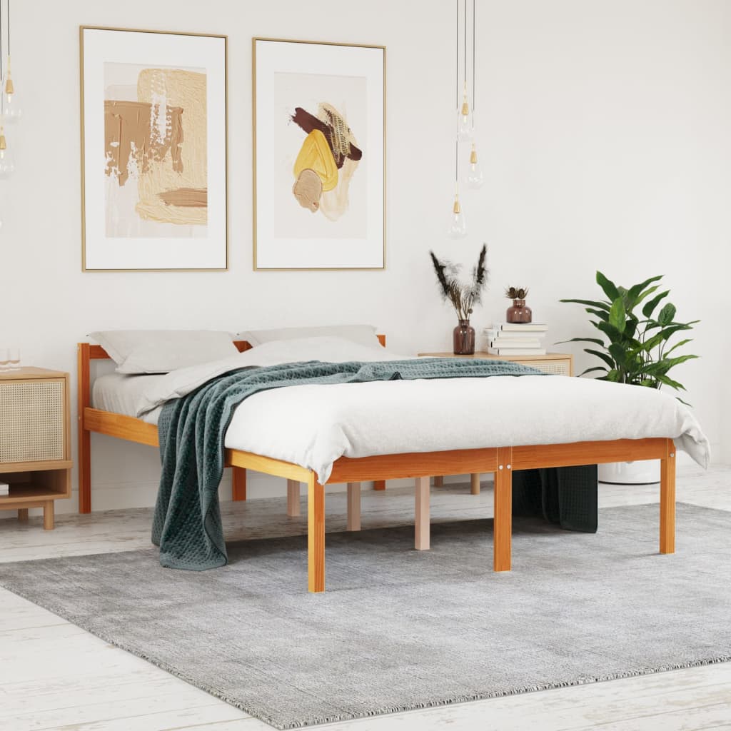 Seniorenbed 135x190 cm massief grenenhout wasbruin is nu te koop bij PeponiXL, paradijselijk wonen!