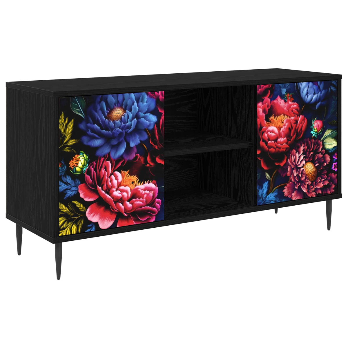 Tv-meubel KIEL 102 x 33 x 51 cm Zwart eiken Bewerkt hout is nu te koop bij PeponiXL, paradijselijk wonen!