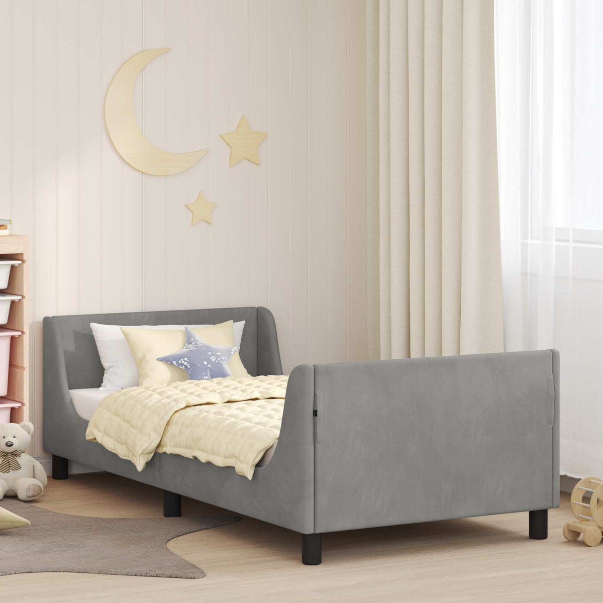 Bedframe voor kinderen met hoofdbord Lichtgrijs 80 x 200 cm is nu te koop bij PeponiXL, paradijselijk wonen!