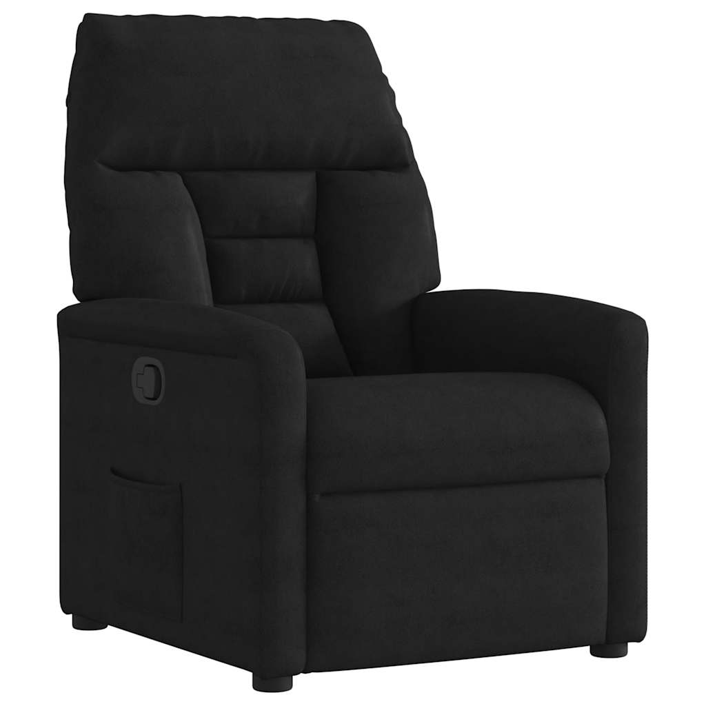 Fauteuil verstelbaar microvezelstof zwart is nu te koop bij PeponiXL, paradijselijk wonen!