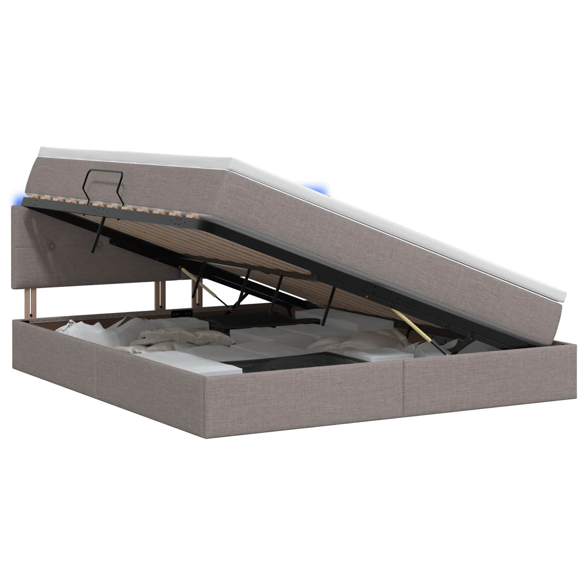 LED Opslagbed met Matras Taupe 140 x 200 cm Stof is nu te koop bij PeponiXL, paradijselijk wonen!