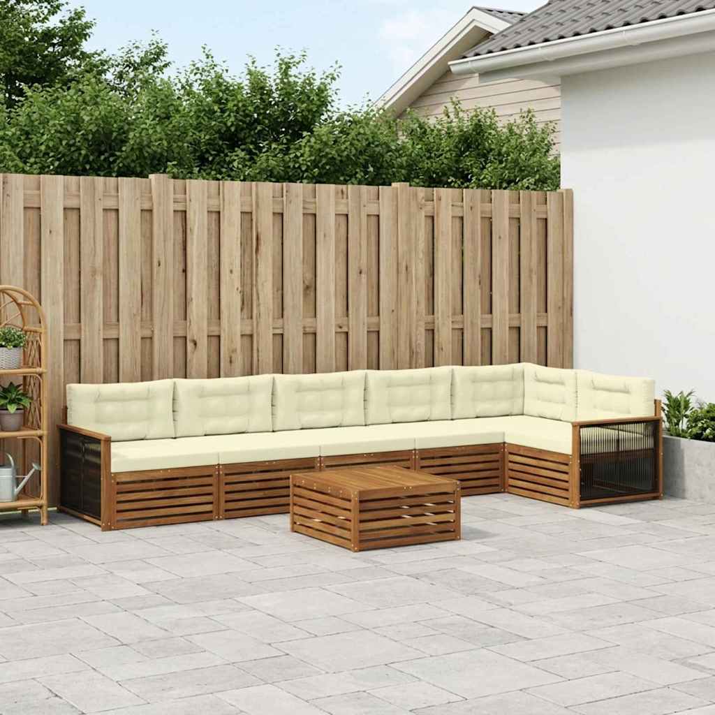 Buiten bankenset met kussen 7 pcs Natuurlijk en Crème is nu te koop bij PeponiXL, paradijselijk wonen!
