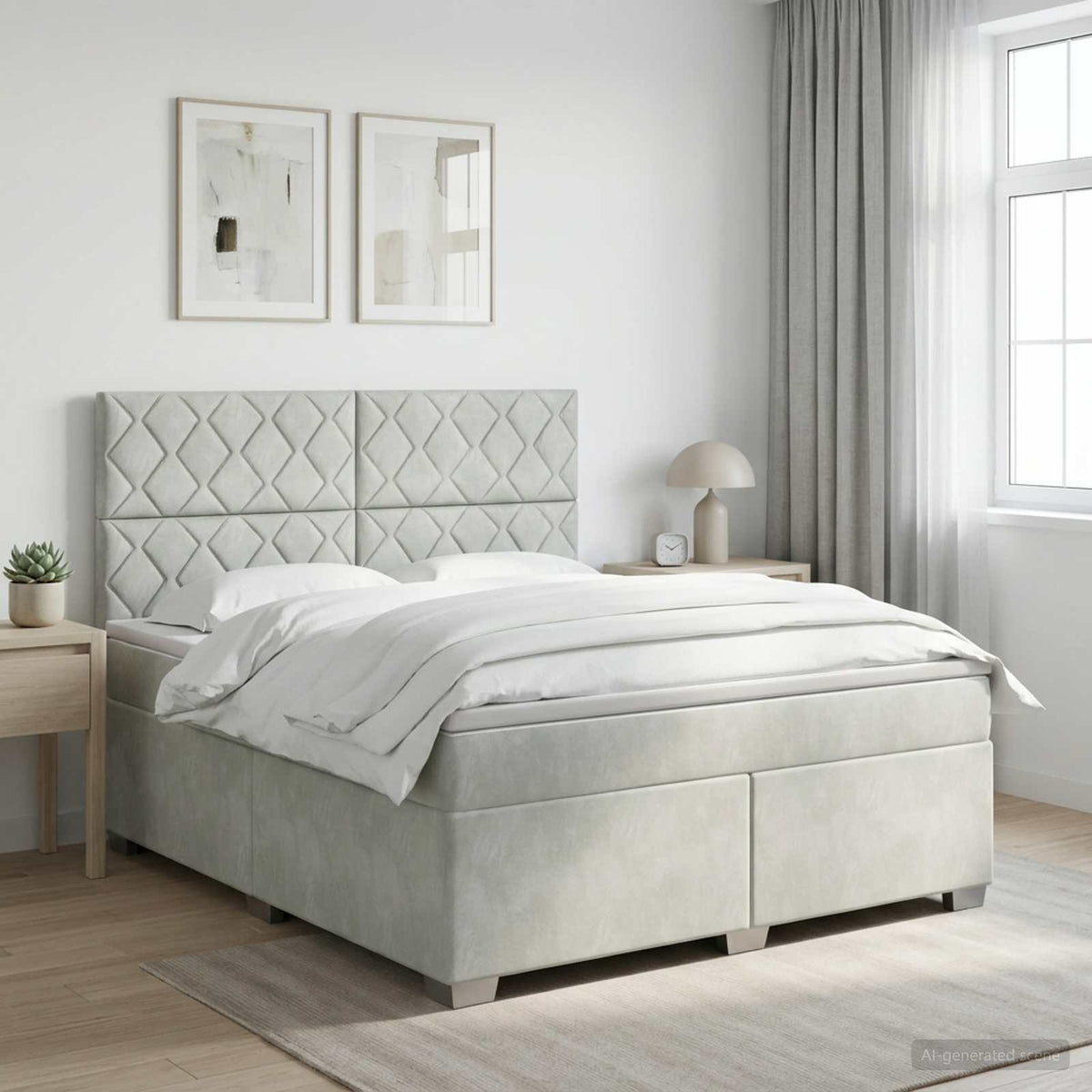 Boxspringbed met matras Lichtgrijs 140 x 190 cm Fluweel is nu te koop bij PeponiXL, paradijselijk wonen!