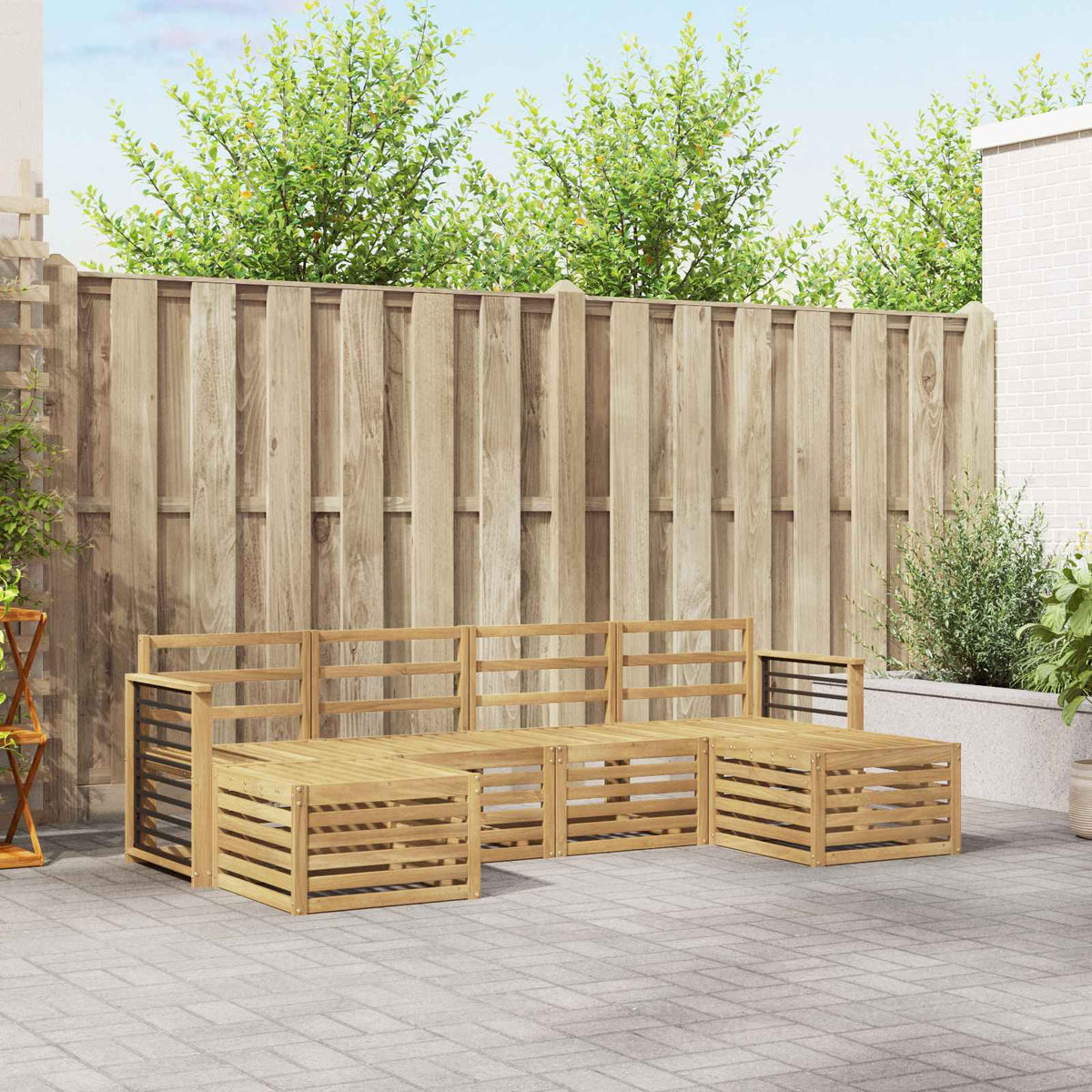 Sofa-Sets 6 pcs Wit Massief Acaciahout is nu te koop bij PeponiXL, paradijselijk wonen!
