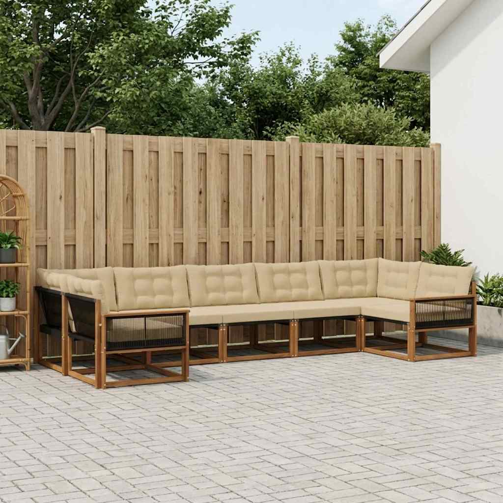 Buiten bankenset met kussen 7 pcs Natuurlijk en Beige is nu te koop bij PeponiXL, paradijselijk wonen!