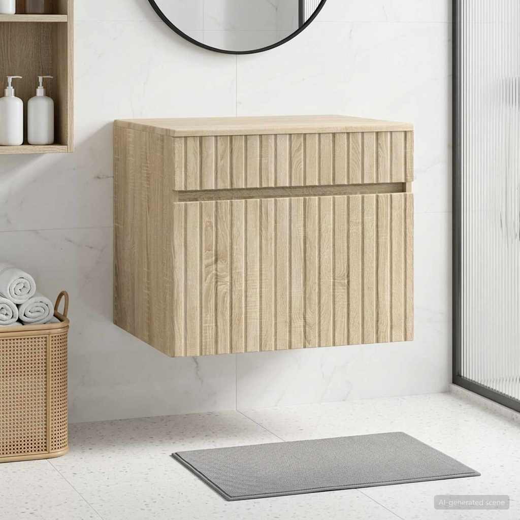 Wand Gemonteerde Badkamerkast Sonoma Eiken 59 x 44,5 x 50 cm is nu te koop bij PeponiXL, paradijselijk wonen!