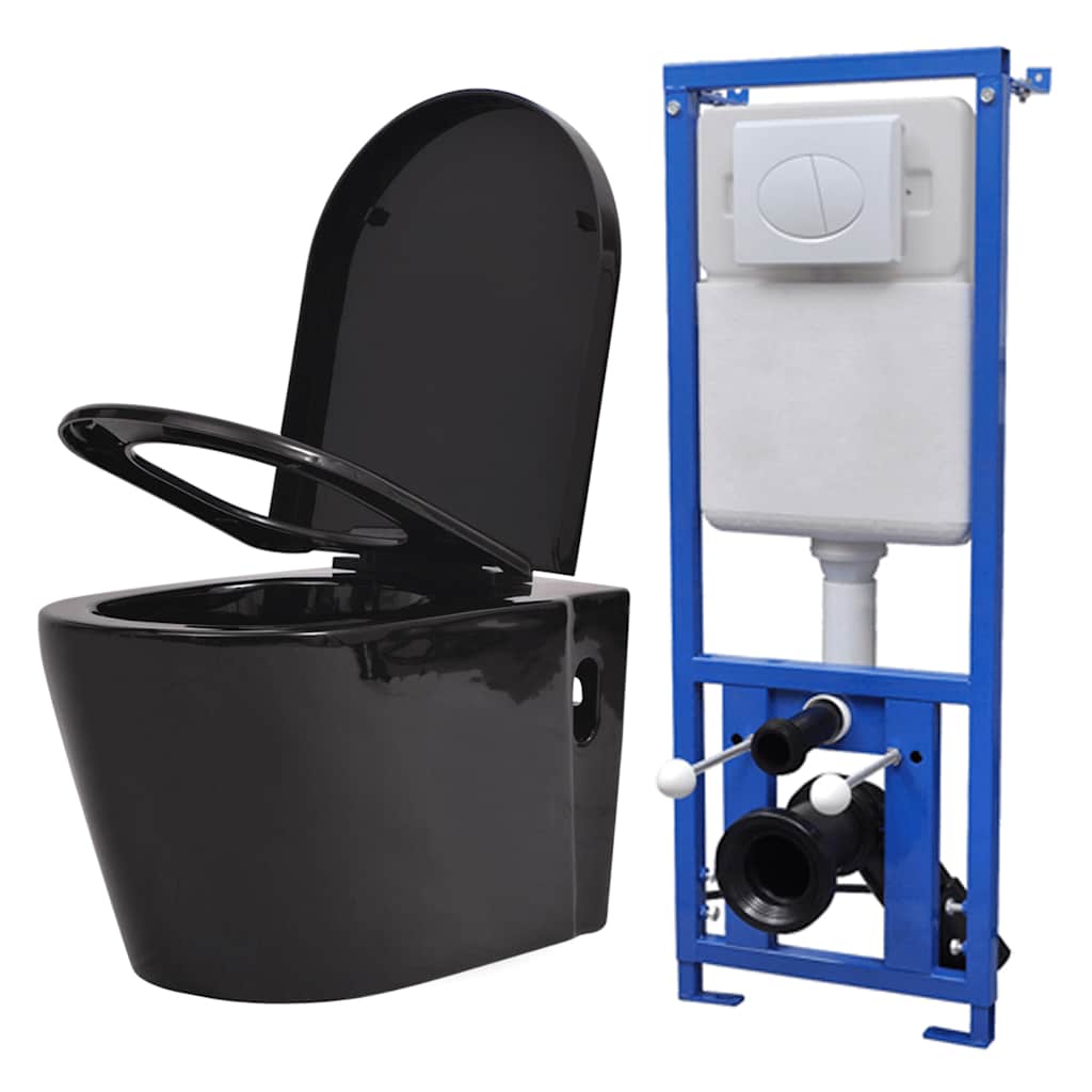 Hangend toilet met verborgen stortbak keramiek zwart is nu te koop bij PeponiXL, paradijselijk wonen!