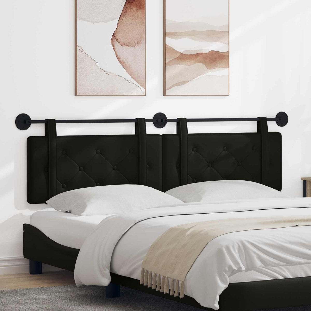 Hangend hoofdbord Zwart Kunstleer is nu te koop bij PeponiXL, paradijselijk wonen!