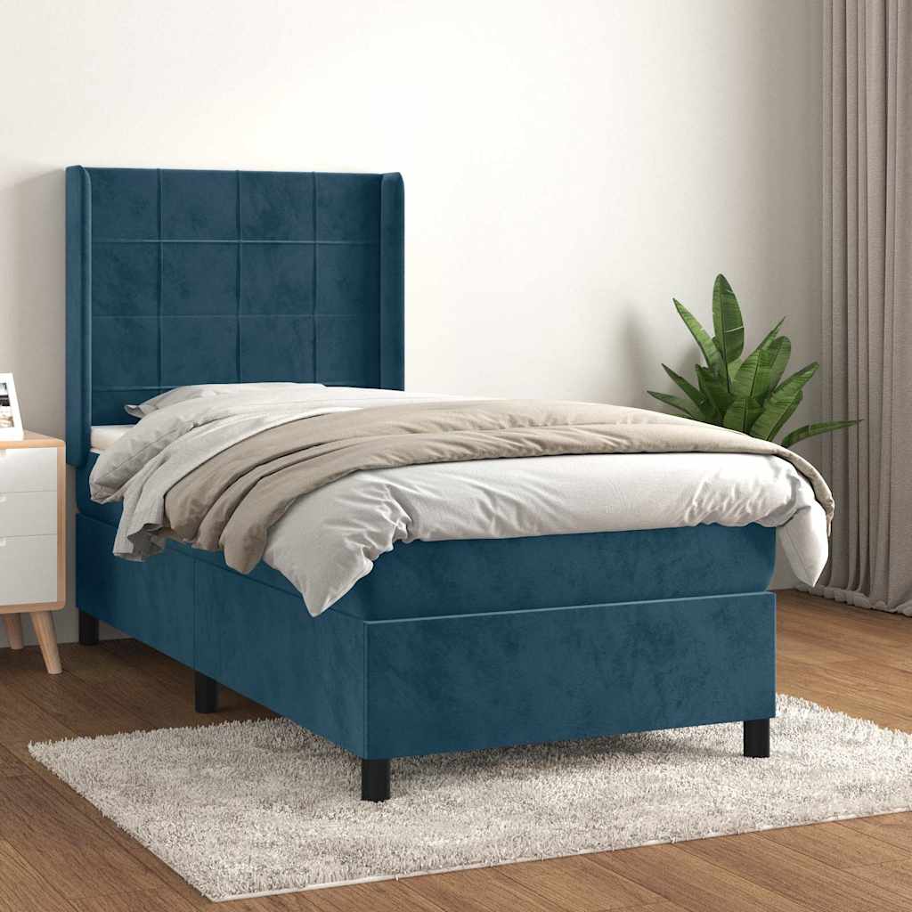 Boxspring met matras fluweel donkerblauw 80x200 cm is nu te koop bij PeponiXL, paradijselijk wonen!