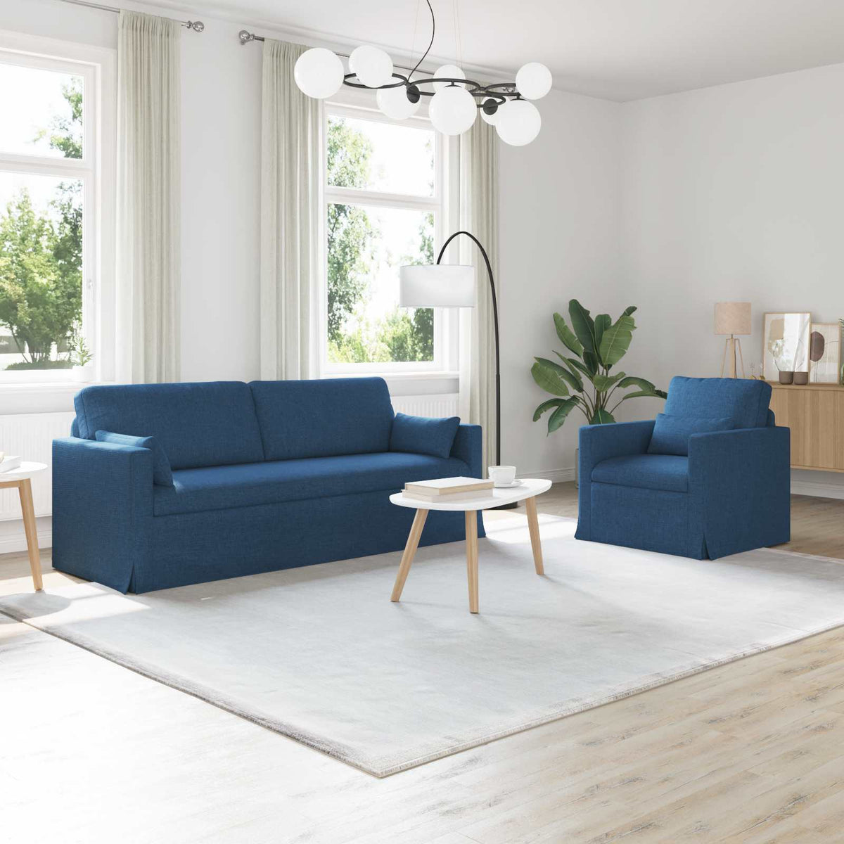 Bankstel 2 pcs Blauw 198 x 78 x 80 cm Stof is nu te koop bij PeponiXL, paradijselijk wonen!