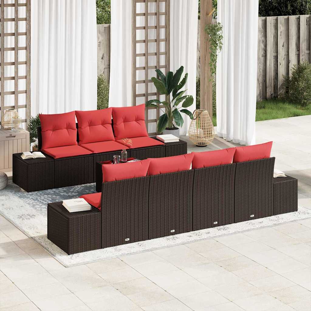 Tuin Sofa Set 8 st Beige en Rood poly rattan is nu te koop bij PeponiXL, paradijselijk wonen!
