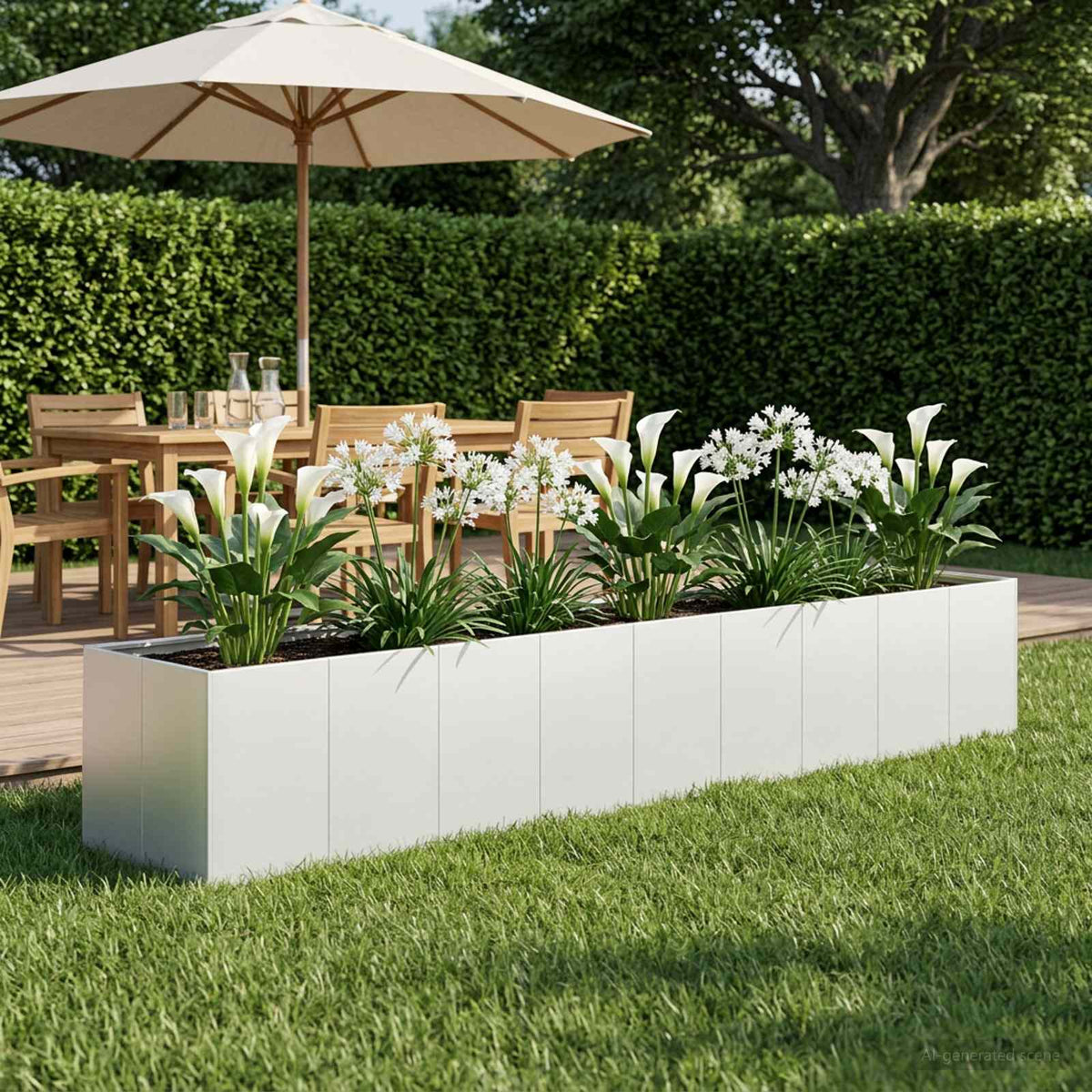 Plantenbak Wit 360 x 80 x 60 cm Koudgewalst staal is nu te koop bij PeponiXL, paradijselijk wonen!