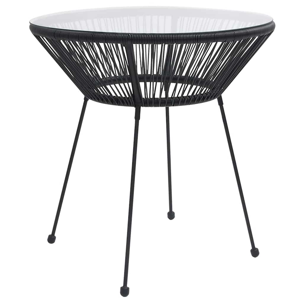 Tuintafel Ø70x74 cm rattan en glas zwart is nu te koop bij PeponiXL, paradijselijk wonen!