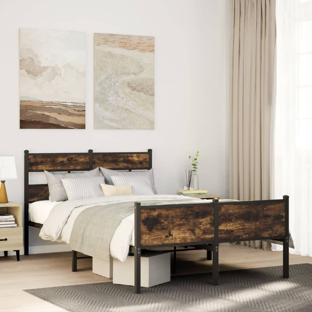 Bedframe zonder matras hout gerookt eikenkleurig 120x190 cm is nu te koop bij PeponiXL, paradijselijk wonen!