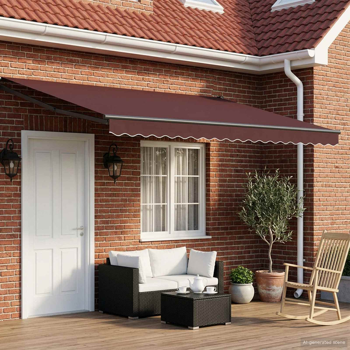 Elektrisch Uittrekbaar Zonnescherm Bruin 5 x 3 m is nu te koop bij PeponiXL, paradijselijk wonen!