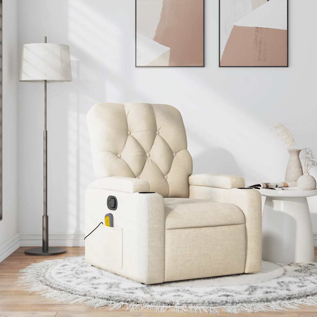 Massagestoel verstelbaar stof crèmekleurig is nu te koop bij PeponiXL, paradijselijk wonen!