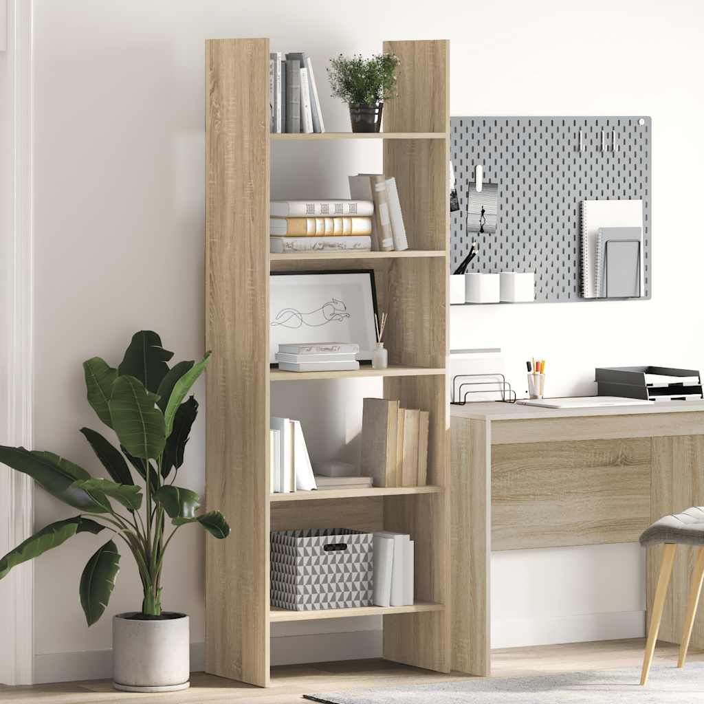 Boekenkast 60x35x180 cm bewerkt hout sonoma eikenkleurig is nu te koop bij PeponiXL, paradijselijk wonen!