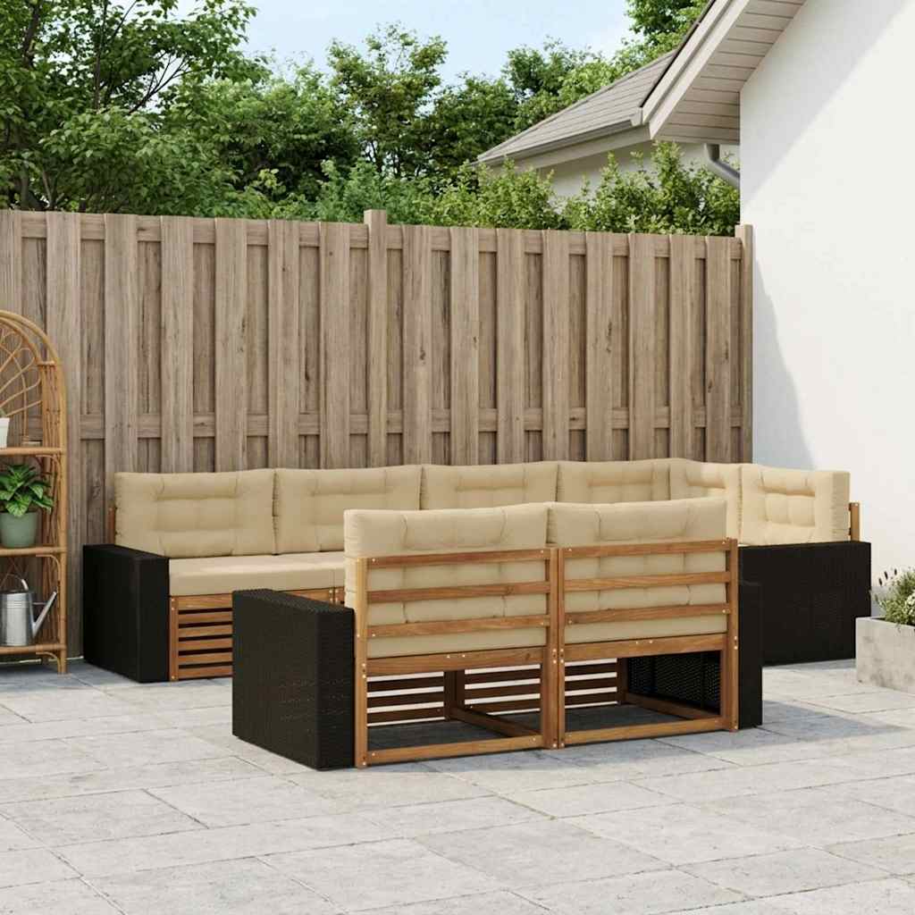 Buiten bankenset met kussen 7 pcs Natuurlijk en Beige is nu te koop bij PeponiXL, paradijselijk wonen!