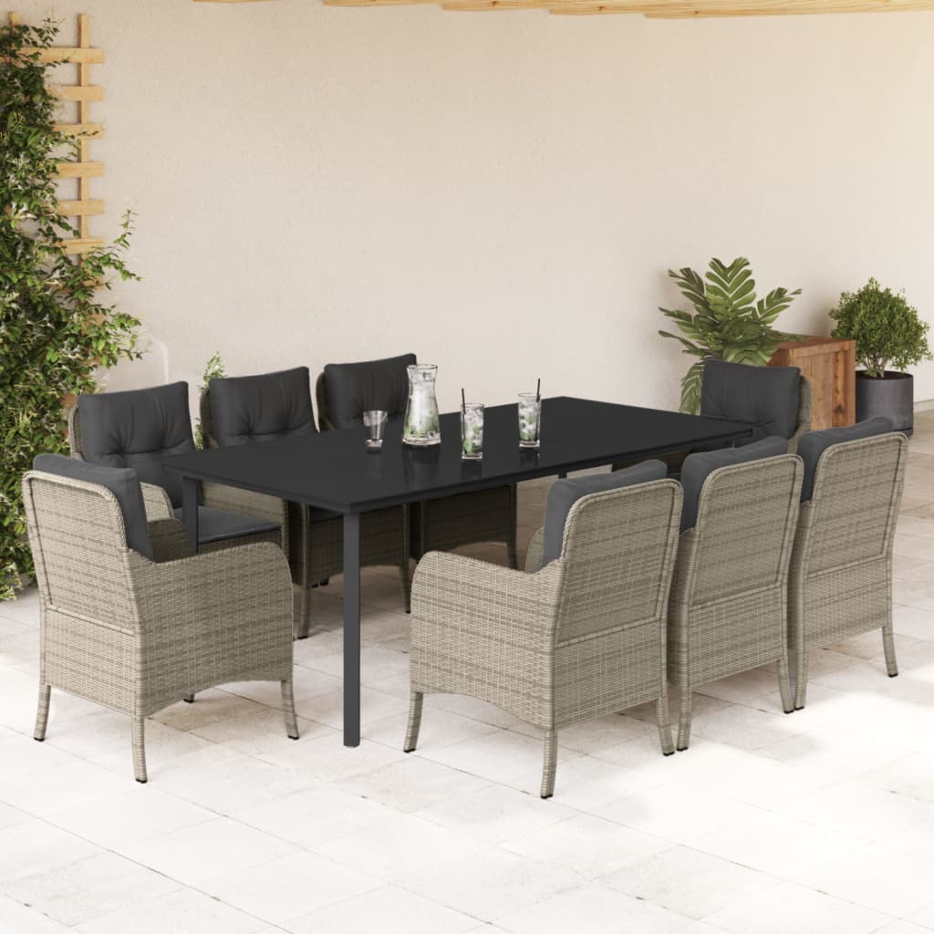 9-delige Tuinset met kussens poly rattan lichtgrijs is nu te koop bij PeponiXL, paradijselijk wonen!