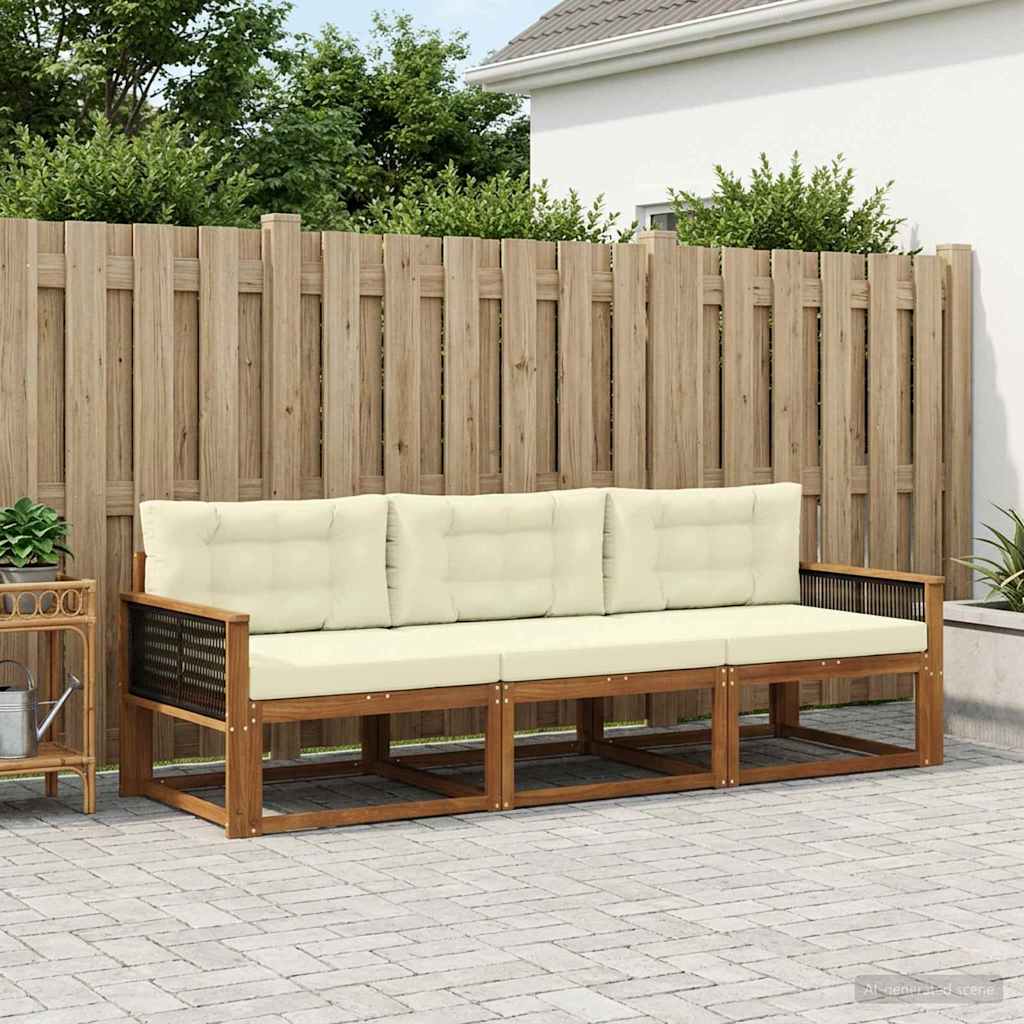 Buiten bankenset met kussen 3 pcs Natuurlijk en Crème is nu te koop bij PeponiXL, paradijselijk wonen!