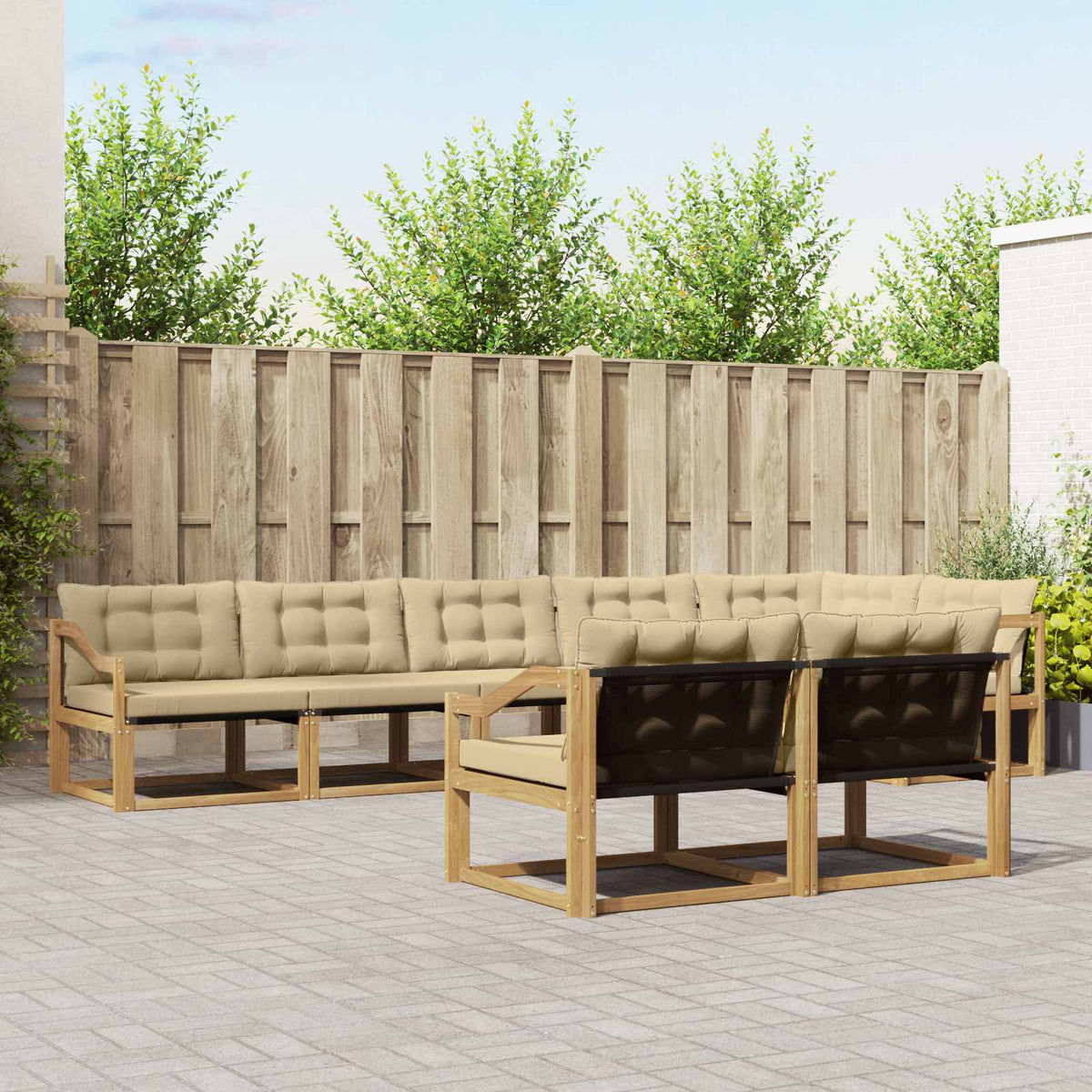 Buiten bankenset met kussen 8 pcs Wit en Beige is nu te koop bij PeponiXL, paradijselijk wonen!
