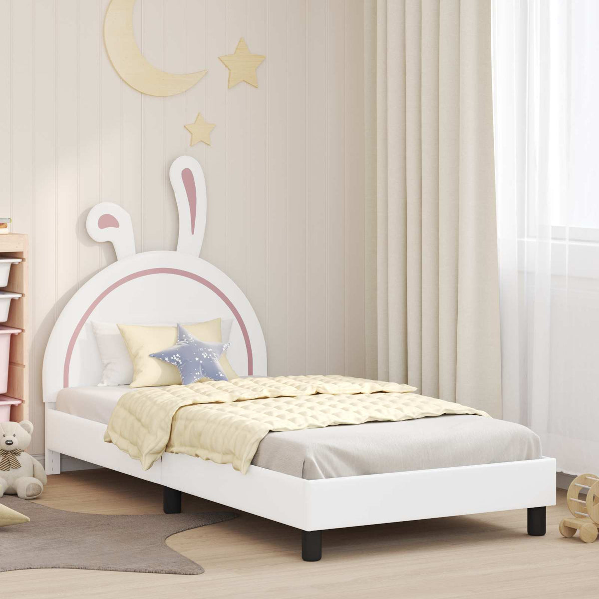 Bedframe voor kinderen met hoofdbord Wit 90 x 200 cm PU is nu te koop bij PeponiXL, paradijselijk wonen!