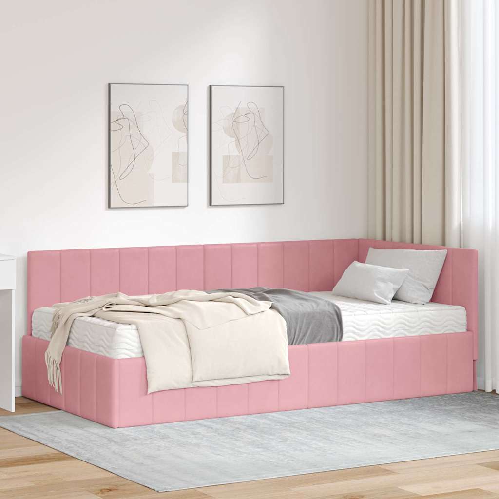 Hoekbedframe met Matras met hoofdeinde 2 st Grijs Fluweel is nu te koop bij PeponiXL, paradijselijk wonen!