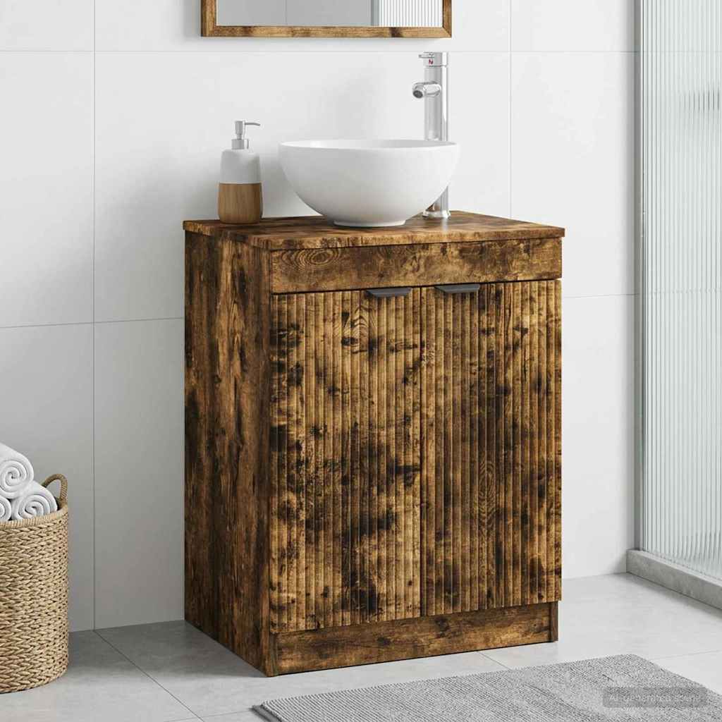 Badkamerkast Gerookt eiken 54 x 41 x 70 cm Bewerkt hout is nu te koop bij PeponiXL, paradijselijk wonen!