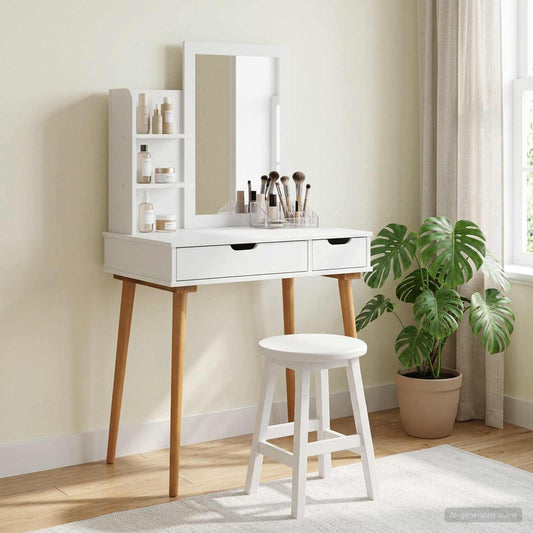 Toilettafel Set FAUSKE 3 pcs Wit 76 x 50 x 143 cm is nu te koop bij PeponiXL, paradijselijk wonen!