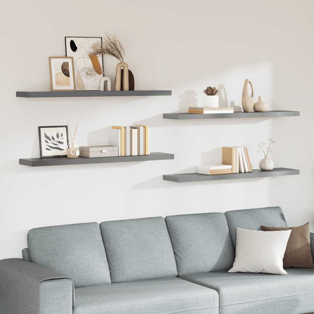 Wandschappen zwevend 4 st 120x23,5x3,8 cm MDF grijs is nu te koop bij PeponiXL, paradijselijk wonen!