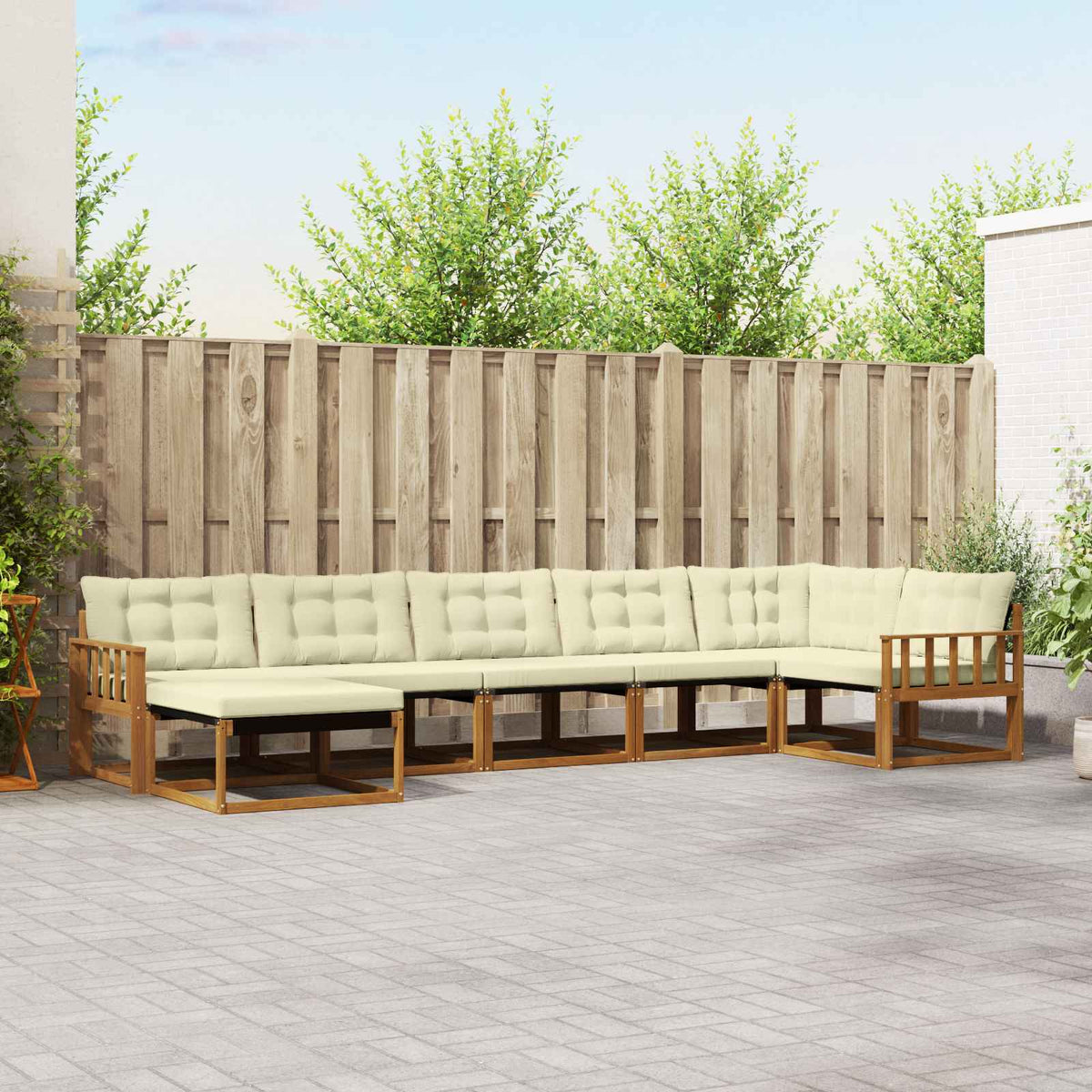 Buiten bankenset met kussen 7 pcs Natuurlijk en Crème is nu te koop bij PeponiXL, paradijselijk wonen!