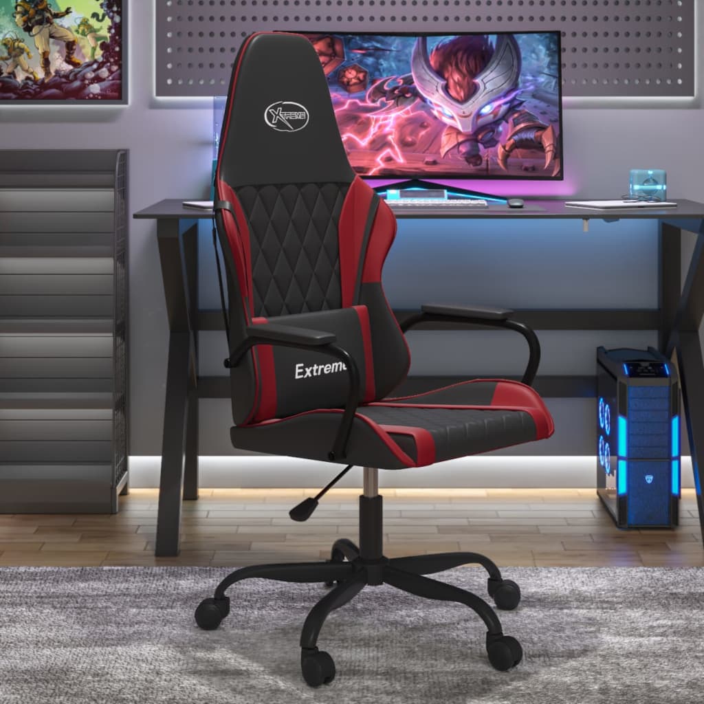 Gamestoel kunstleer zwart en wijnrood is nu te koop bij PeponiXL, paradijselijk wonen!
