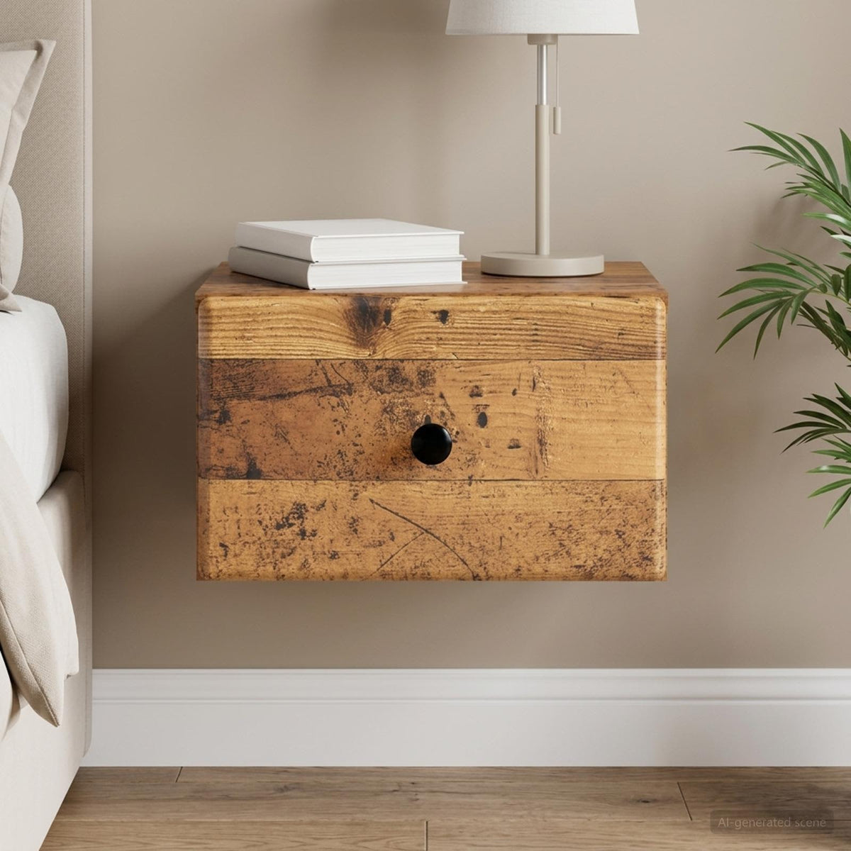 Wandbeugel Bedkast Oud hout 34,5 x 33 x 20 cm Bewerkt hout is nu te koop bij PeponiXL, paradijselijk wonen!