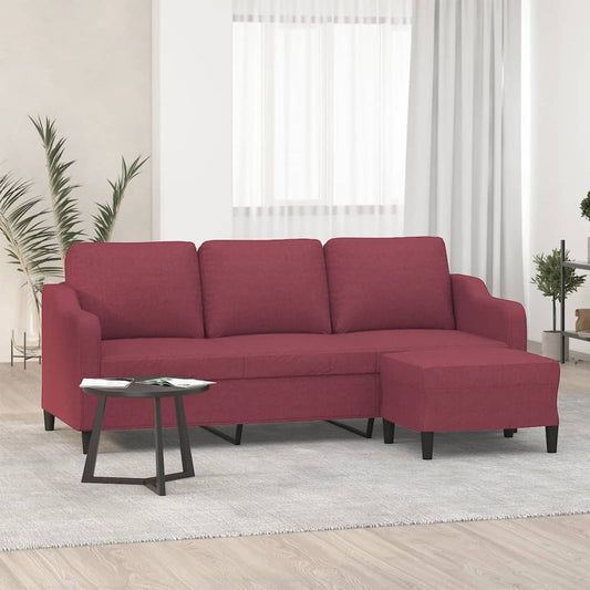 Driezitsbank met voetenbank 180 cm stof wijnrood is nu te koop bij PeponiXL, paradijselijk wonen!