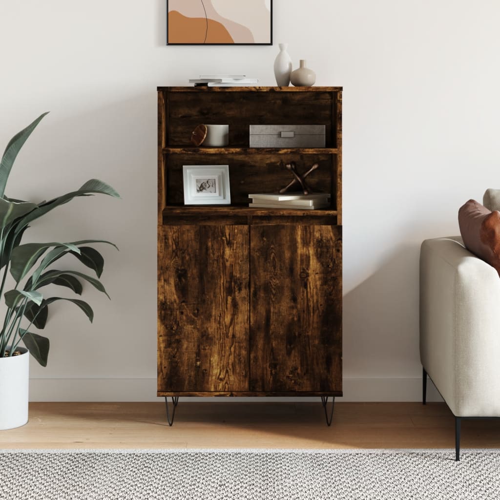 Hoge kast 60x36x110 cm bewerkt hout gerookt eikenkleurig is nu te koop bij PeponiXL, paradijselijk wonen!