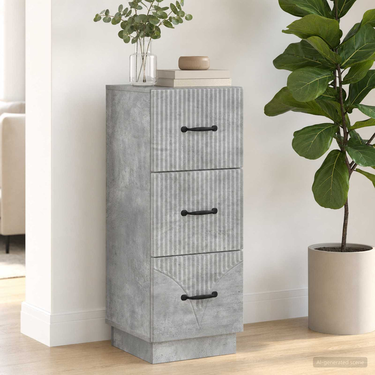 Ladenkast Betongrijs 33 x 34,5 x 87 cm Bewerkt hout is nu te koop bij PeponiXL, paradijselijk wonen!