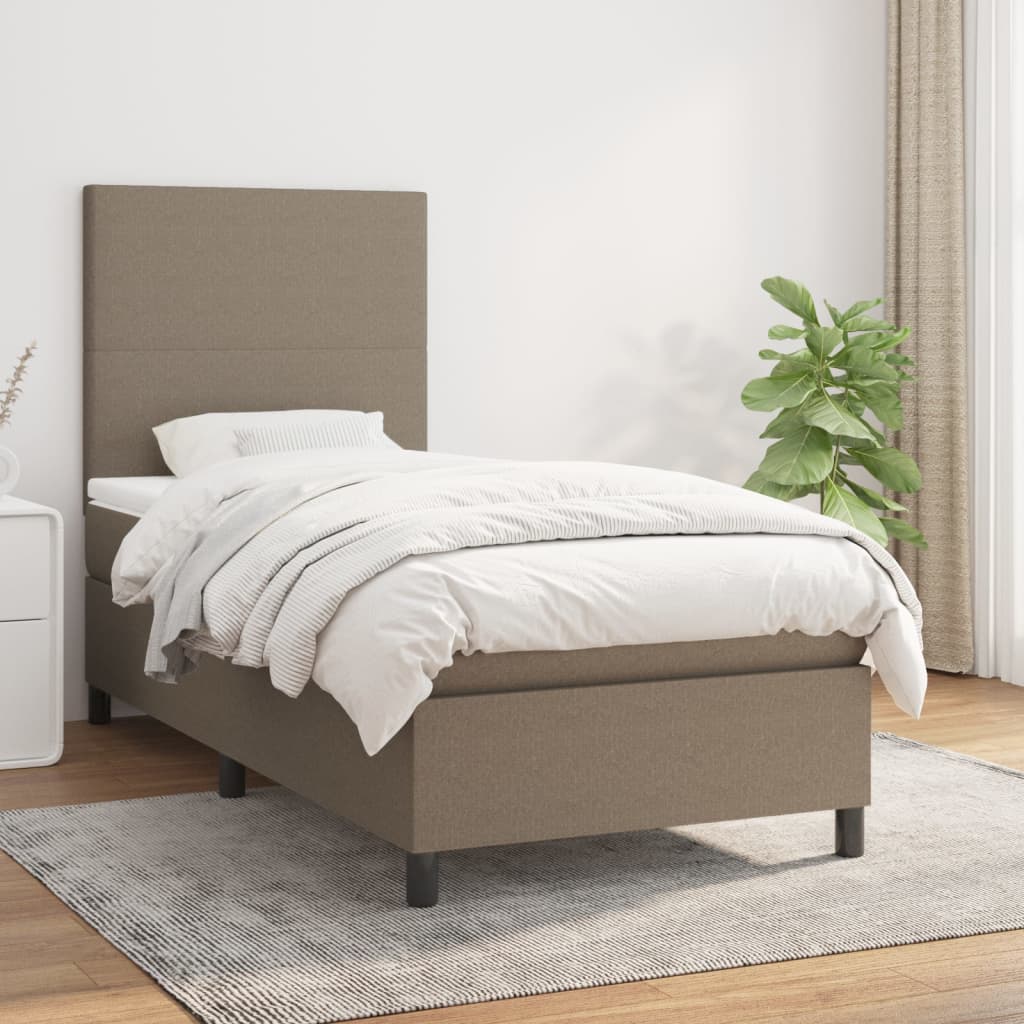 Boxspring met matras stof taupe 90x190 cm is nu te koop bij PeponiXL, paradijselijk wonen!