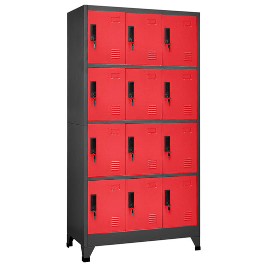 Lockerkast 90x45x180 cm staal antracietkleurig en rood is nu te koop bij PeponiXL, paradijselijk wonen!