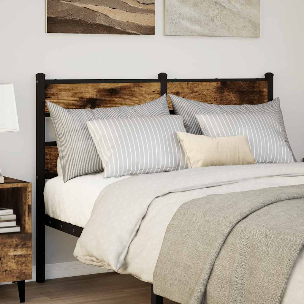 Vervangend hoofdbord 135 cm ijzer en bewerkt hout gerookt eikenkleurig is nu te koop bij PeponiXL, paradijselijk wonen!