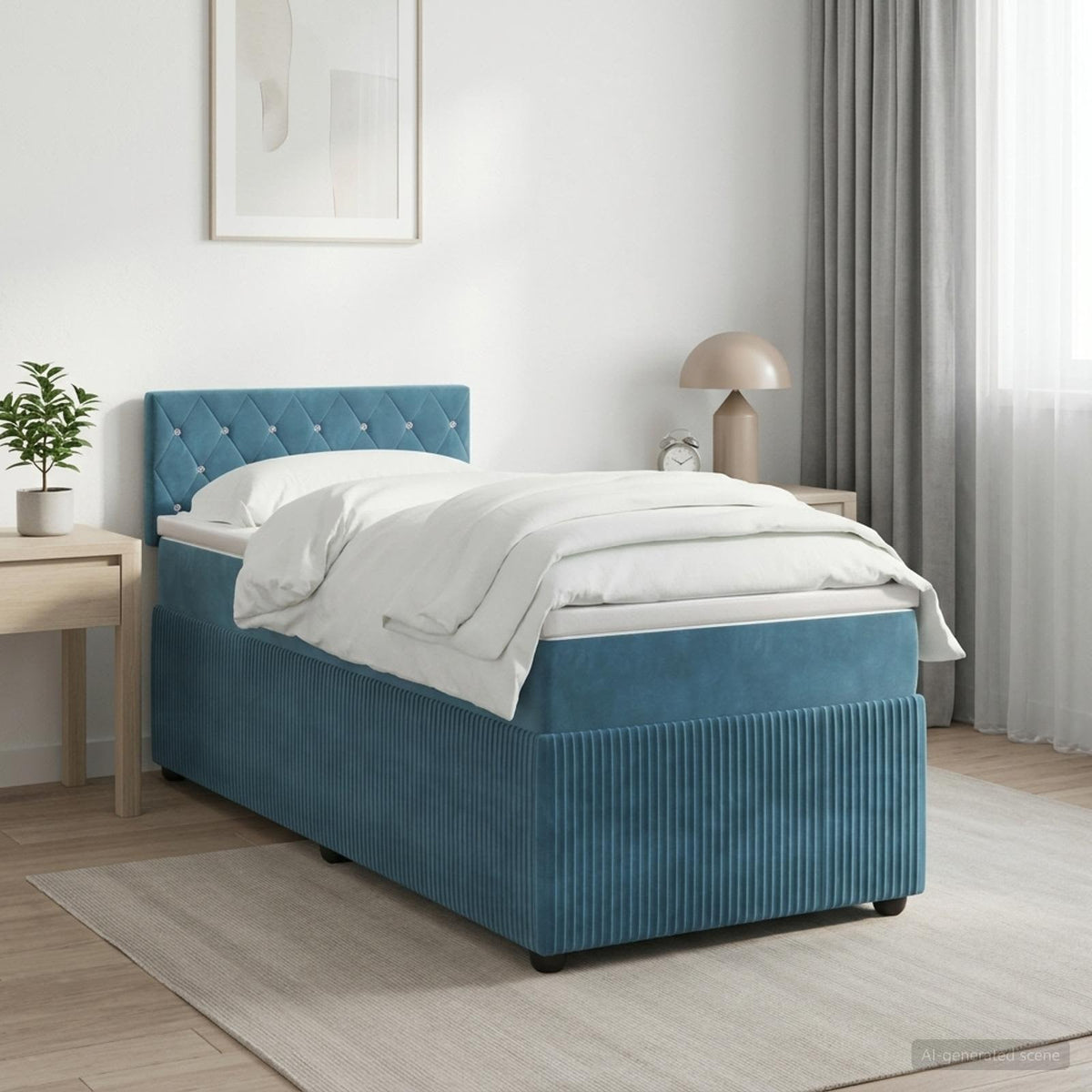 Boxspringbed met matras Donkerblauw 80 x 200 cm Fluweel is nu te koop bij PeponiXL, paradijselijk wonen!