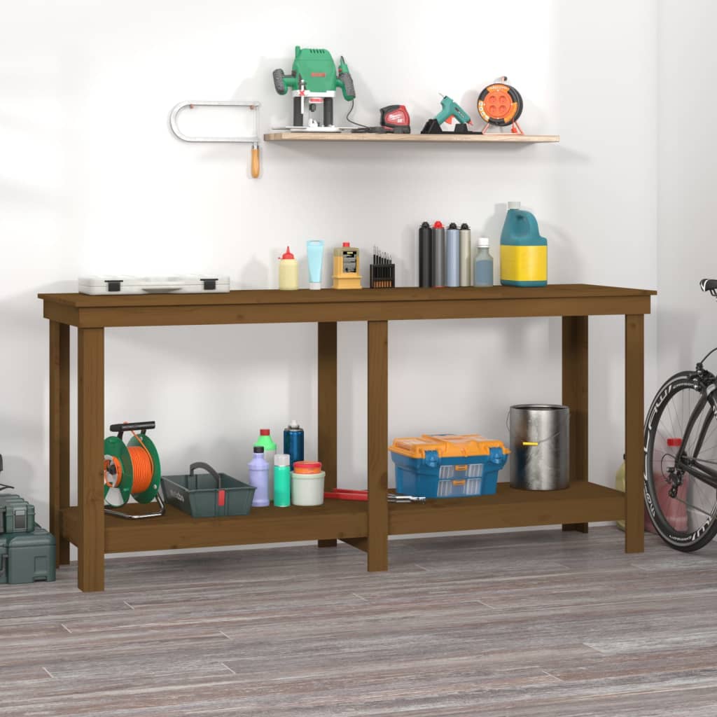 Werkbank 180x50x80 cm massief grenenhout honingbruin is nu te koop bij PeponiXL, paradijselijk wonen!