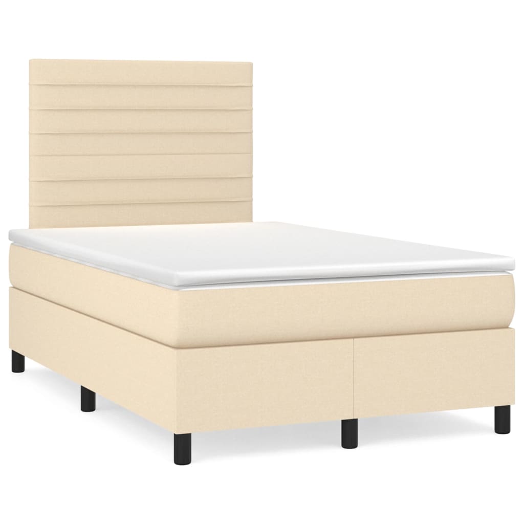 Boxspring met matras stof crèmekleurig 120x190 cm is nu te koop bij PeponiXL, paradijselijk wonen!
