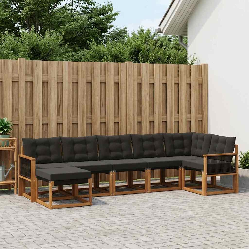 Buiten bankenset met kussen 7 pcs Naturel en Zwart is nu te koop bij PeponiXL, paradijselijk wonen!