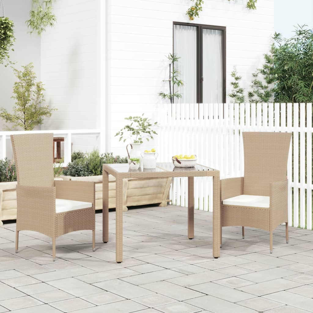 Tuinstoelen 2 st met kussens poly rattan beige is nu te koop bij PeponiXL, paradijselijk wonen!