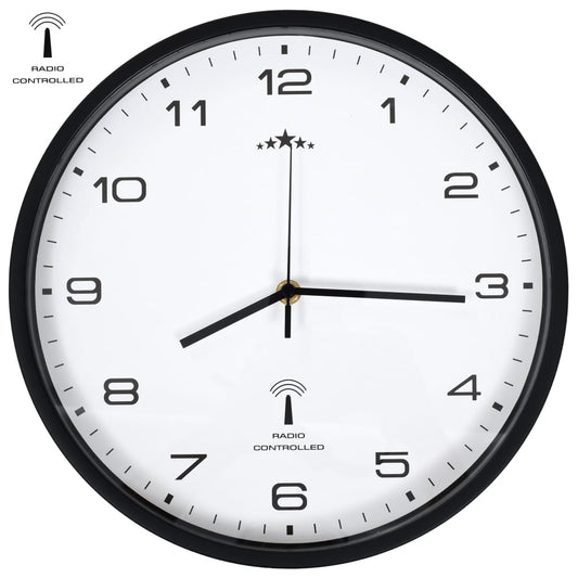 Wandklok met quartz uurwerk radiogestuurd 31 cm wit en zwart is nu te koop bij PeponiXL, paradijselijk wonen!