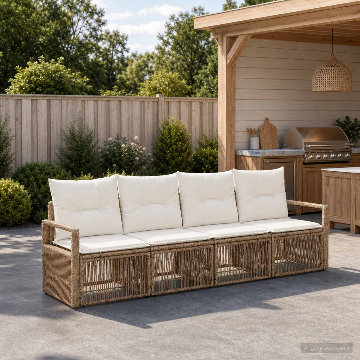 Tuinbankenset 4 pcs Beige poly rattan is nu te koop bij PeponiXL, paradijselijk wonen!