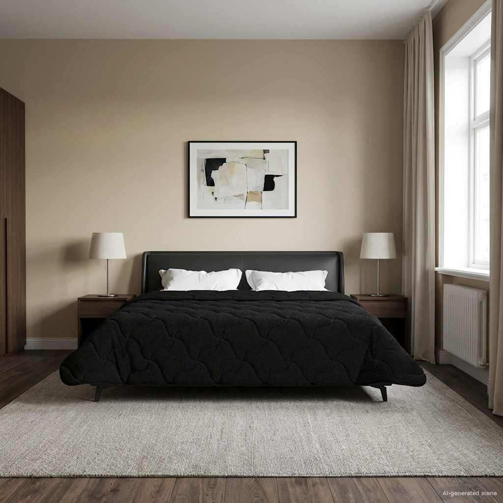 Zomer Dekbed Zwart 240 x 260 cm Microfiber en Teddy fleece is nu te koop bij PeponiXL, paradijselijk wonen!