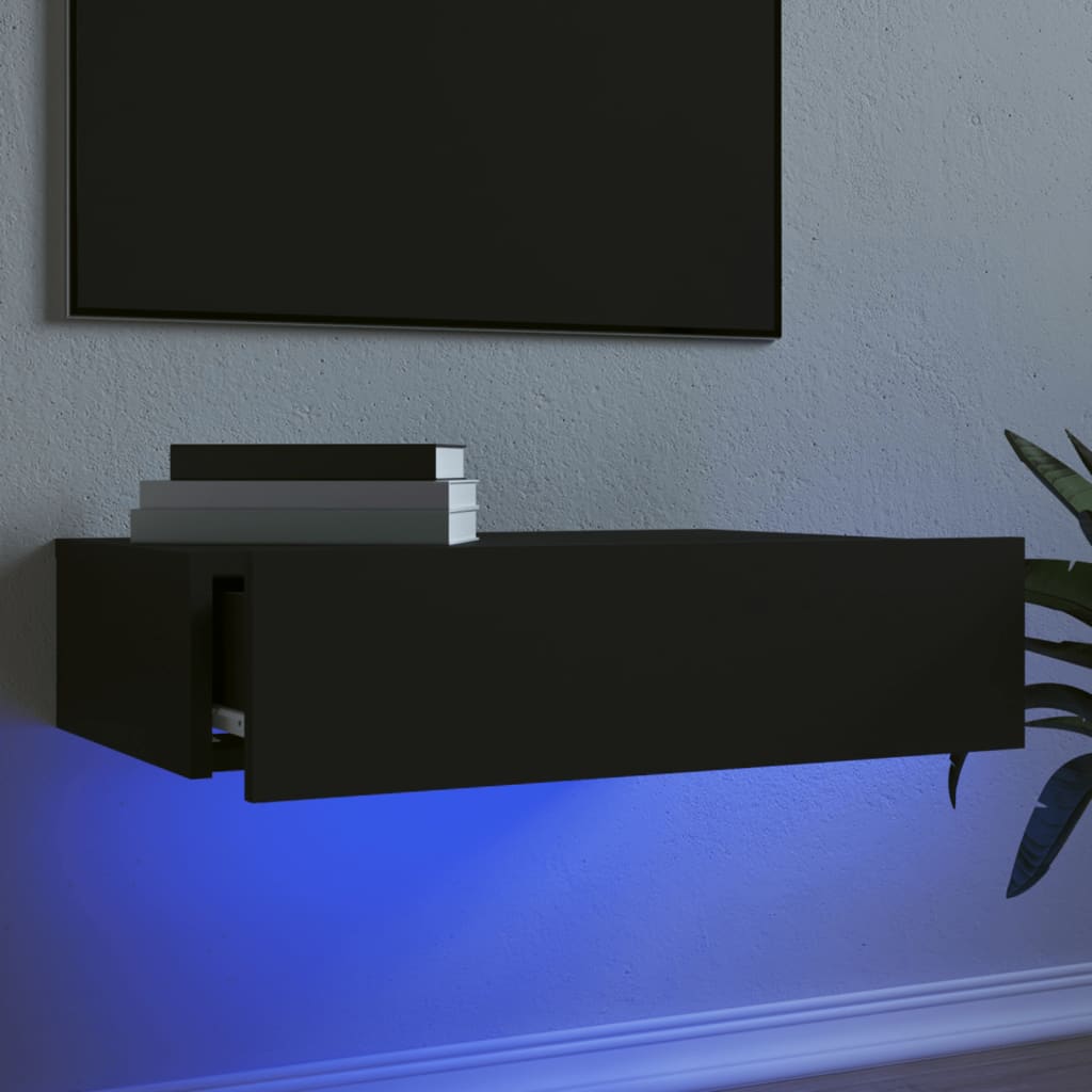 Tv-meubel met LED-verlichting 60x35x15,5 cm zwart is nu te koop bij PeponiXL, paradijselijk wonen!