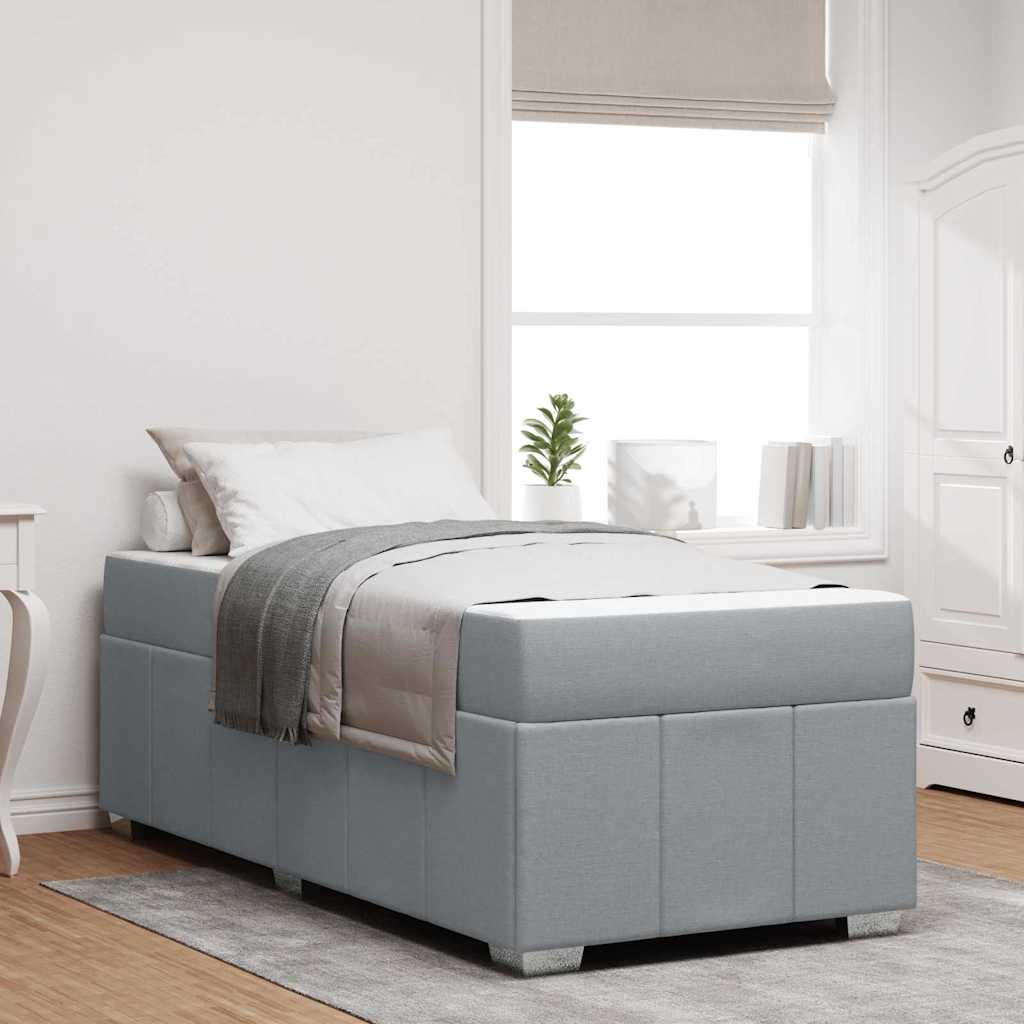 Bedframe met matras Lichtgrijs 90 x 190 cm Stof is nu te koop bij PeponiXL, paradijselijk wonen!
